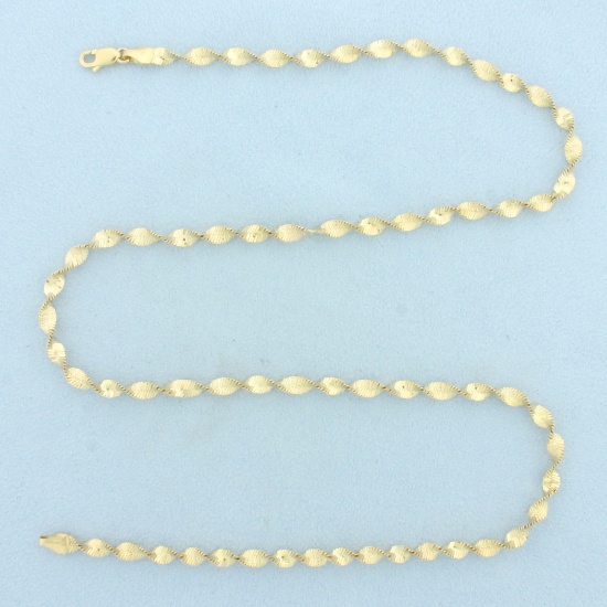Italian 20 Inch Twisting Herringbone Link Chain Necklace In 14k Yellow Gold