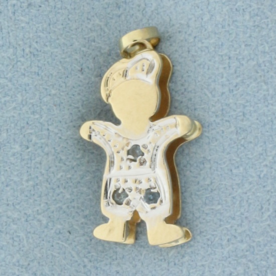 Aquamarine Little Boy Charm In 14k Yellow Gold