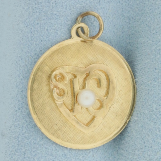 Sweet 16 Pearl Charm Or Pendant In 14k Yellow Gold