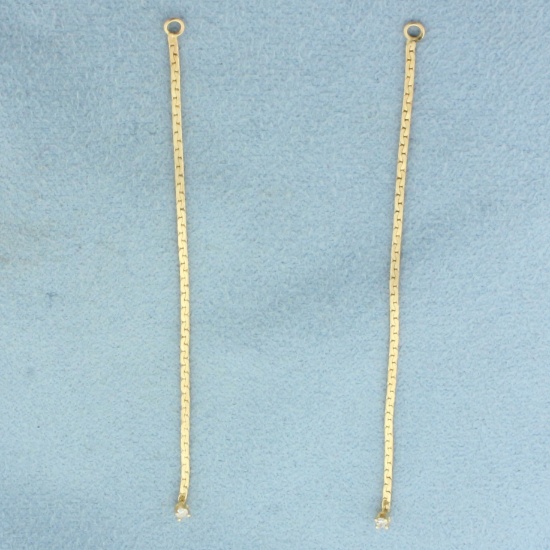 Diamond On Chain Dangle Stud Earring Enhancers In 14k Yellow Gold