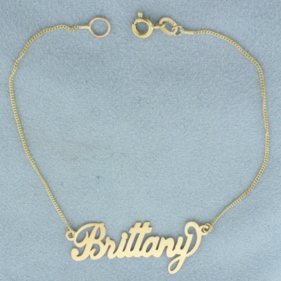 Brittany Name Bracelet In 14k Yellow Gold