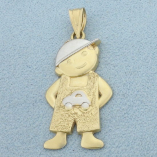 Little Boy Pendant In 14k Yellow And White Gold