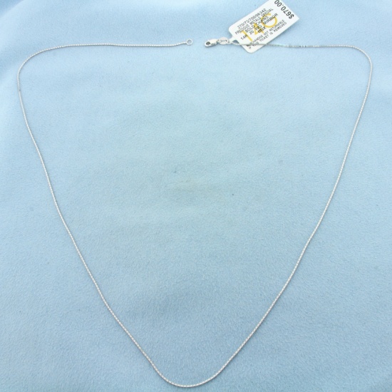 New 20 Inch Box Link Chain Necklace In 14k White Gold