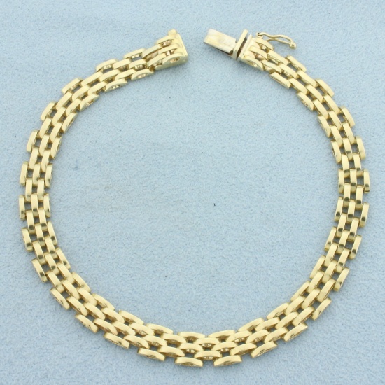 Italian Panther Link Bracelet In 14k Yellow Gold