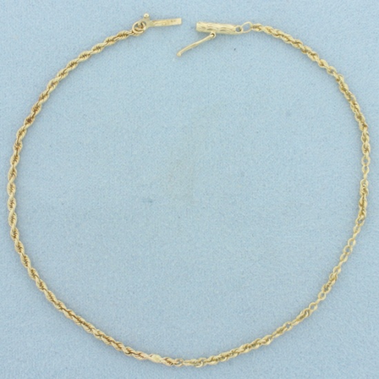 Rope Link Anklet In 14k Yellow Gold