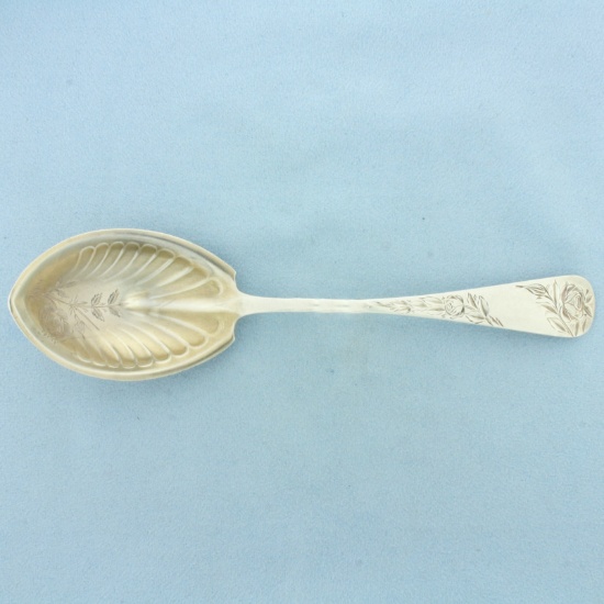 Antique Gorham Jac Rose Bright Cut Sterling Silver Sugar Spoon