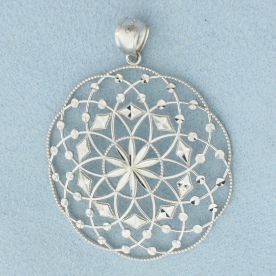 Kaleidoscope Geometric Design Pendant In 14k White Gold
