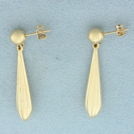 Ball Bead And Teardrop Dangle Earrings In 14k Yellow Gold