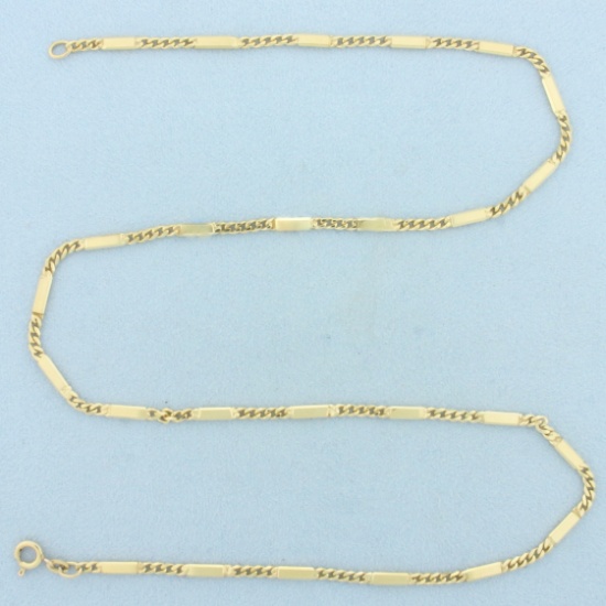 20 Inch Bar Link Chain Necklace In 14k Yellow Gold