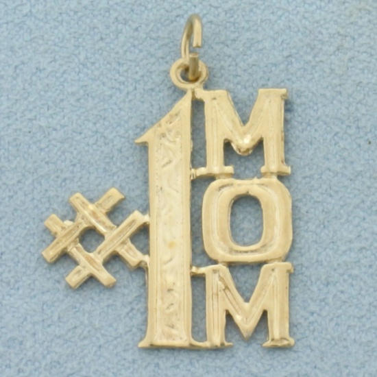#1 Mom Charm Or Pendant In 14k Yellow Gold
