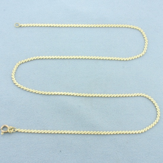 Italian 18 Inch S-link Serpentine Chain Necklace In 14k Yellow Gold