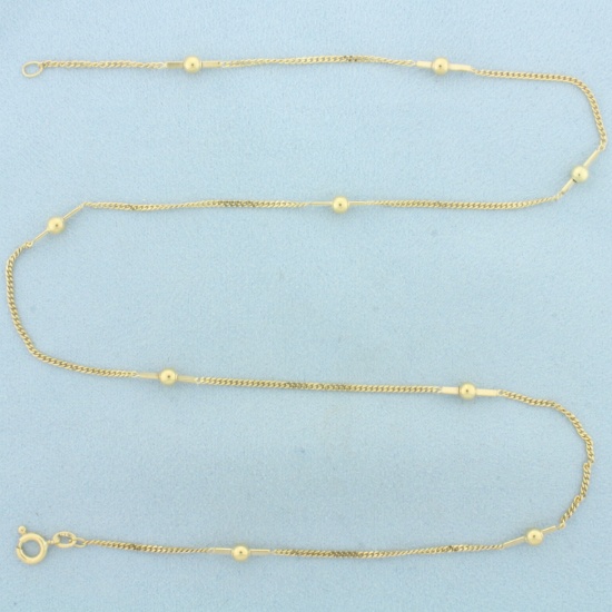 21 Inch Ball Bead Link Bar Necklace In 14k Yellow Gold