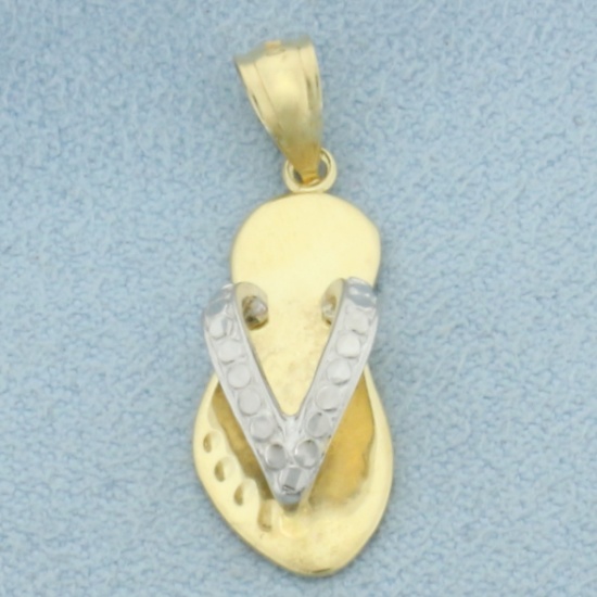 Flip Flop Sandal Pendant In 14k Yellow And White Gold