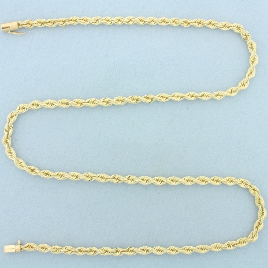 24 Inch Rope Link Chain Necklace In 14k Yellow Gold
