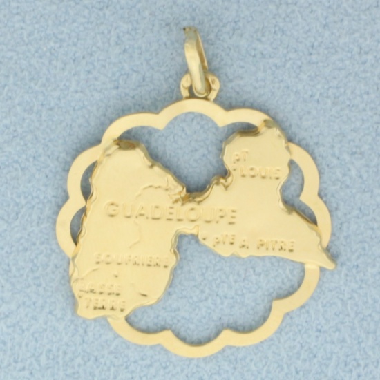 Guadeloupe Caribbean Island Map Charm Or Pendant In 14k Yellow Gold