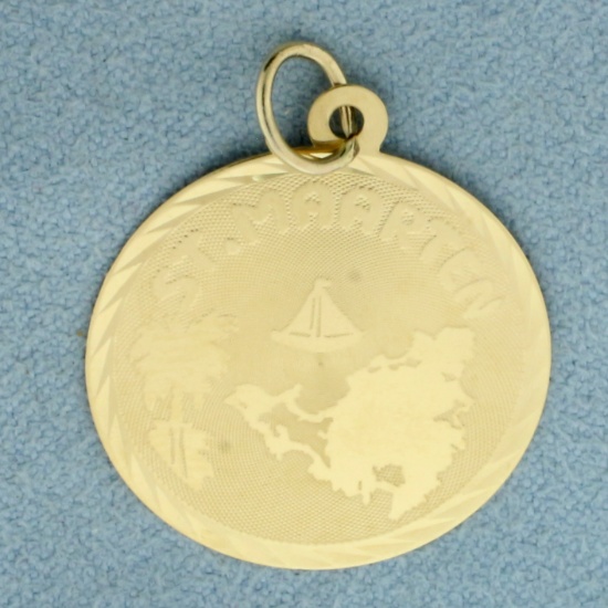 Engravable St. Maarten Charm In 14k Yellow Gold
