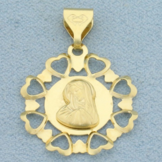 Virgin Mary Pendant In 18k Yellow Gold