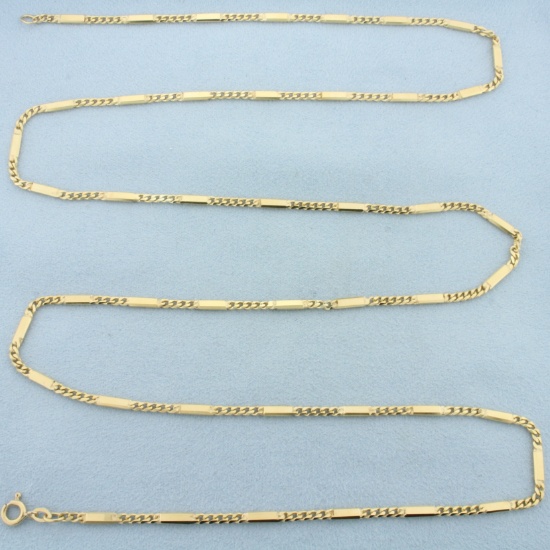Italian 36 Inch Bar Link Chain Necklace In 14k Yellow Gold