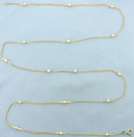 Italian 31 Inch Ball Bead And Bar Chain Necklace In 14k Yellow Gold