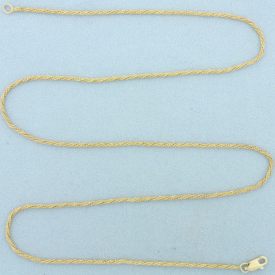 24 Inch Wheat Link Chain Necklace In 14k Yellow Gold