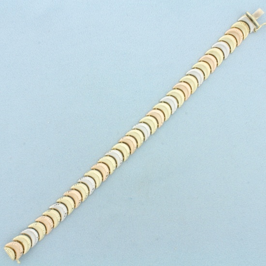 Designer Crescent Link Bracelet In 10k Yellow, White, And Rose Gold