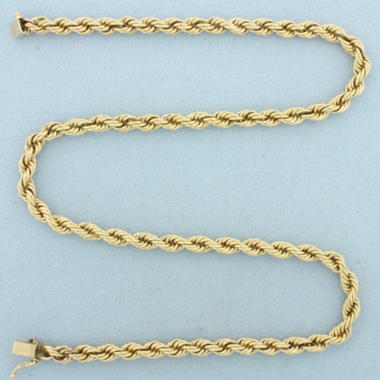 18 Inch Rope Link Chain Necklace In 14k Yellow Gold