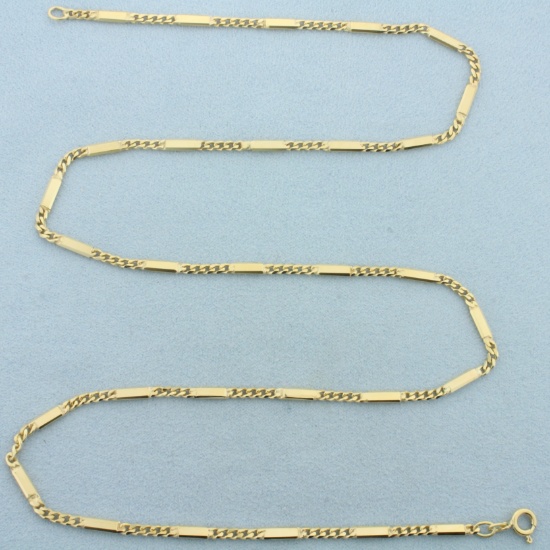24 Inch Bar Link Chain Necklace In 14k Yellow Gold