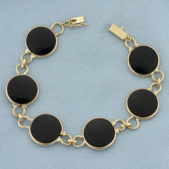 Onyx Disc Bracelet In 14k Yellow Gold