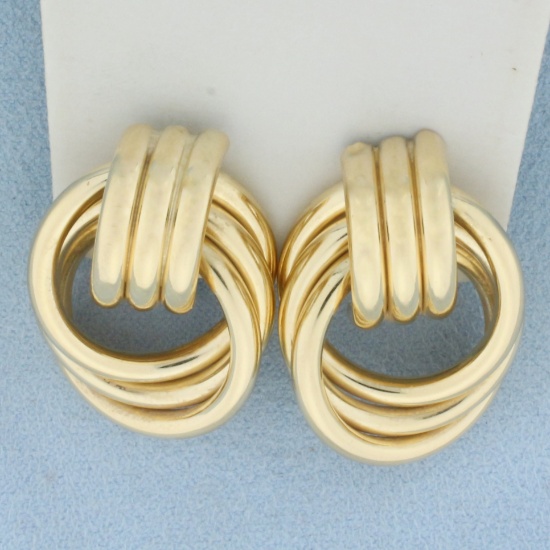 Designer Hoop Earrings In 14k Yellow Gold