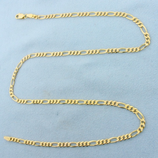 Italian 18 Inch Figaro Link Chain Necklace In 14k Yellow Gold