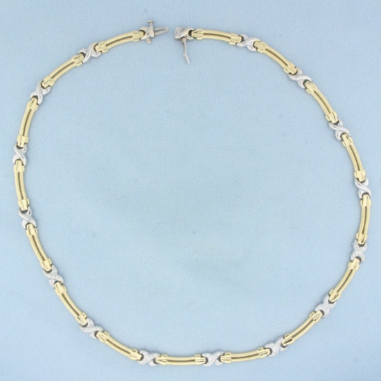 Cable Diamond Necklace In 14k Yellow And White Gold