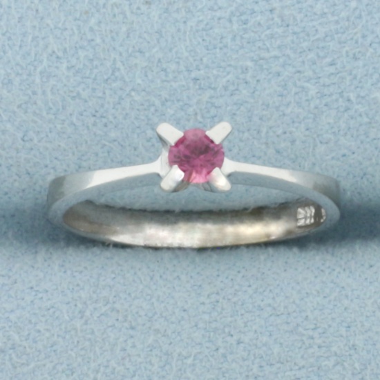 Pink Sapphire Solitaire Ring In 8k White Gold