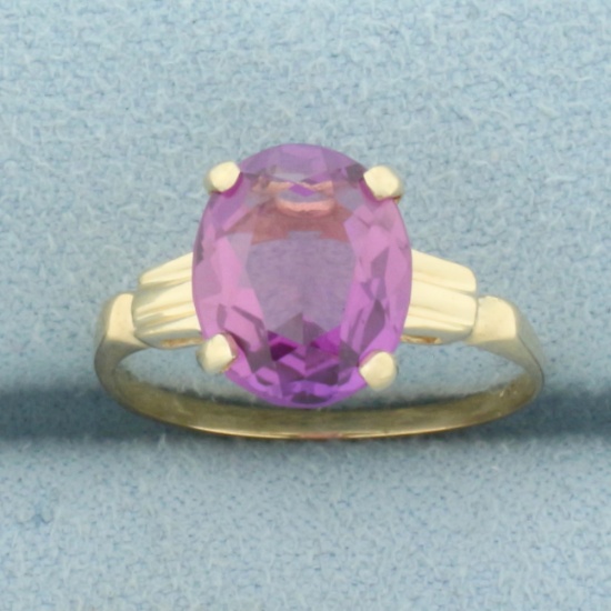 3ct Violet Sapphire Solitaire Ring In 14k Yellow Gold
