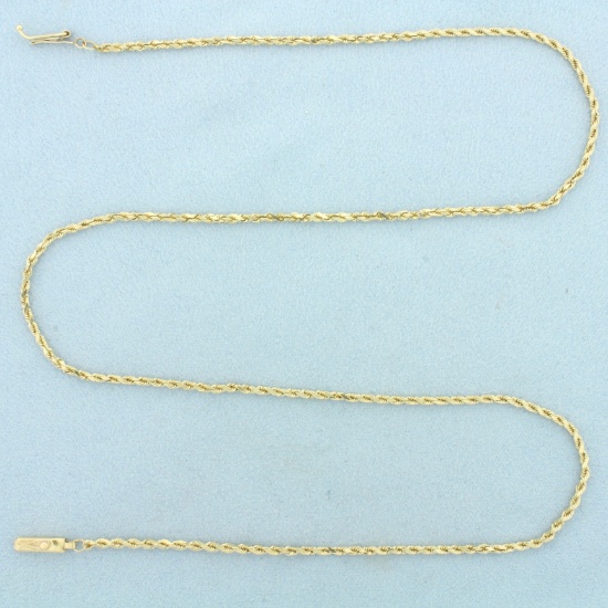 Italian 20 Inch Rope Link Chain Necklace In 14k Yellow Gold
