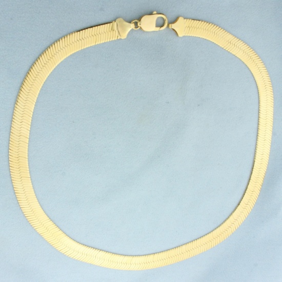 Italian Heavy 18 Inch Herringbone Link Necklace In 14k Yellow Gold