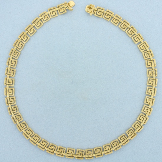 Designer Ioannis Pateras Greek Key Necklace In 18k Yellow Gold