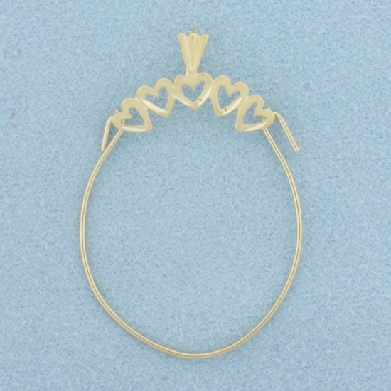 Heart Charm Holder Pendant In 14k Yellow Gold