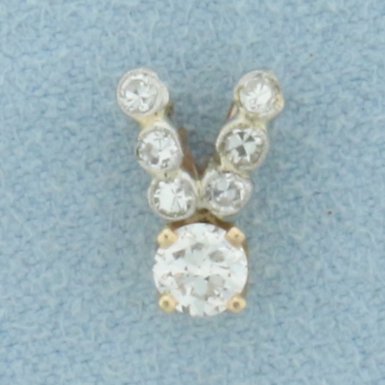Diamond V Pendant In 14k Yellow Gold