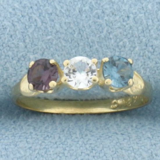 Rainbow Topaz Childs Heart Ring In 10k Yellow Gold