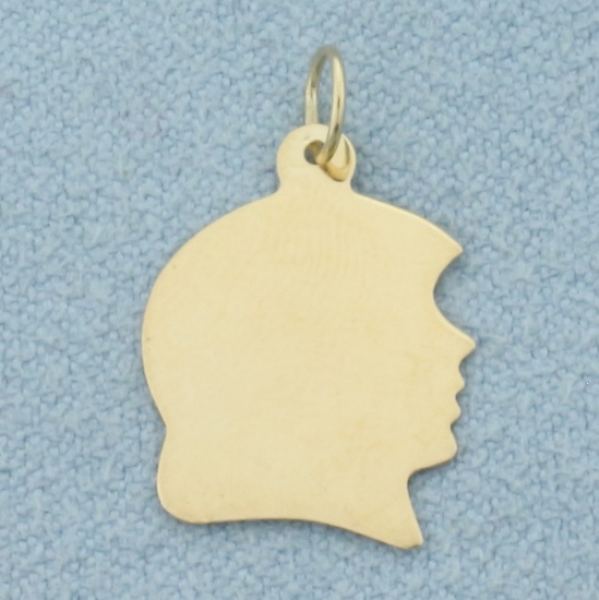 Engravable Boy Silhouette Charm In 14k Yellow Gold