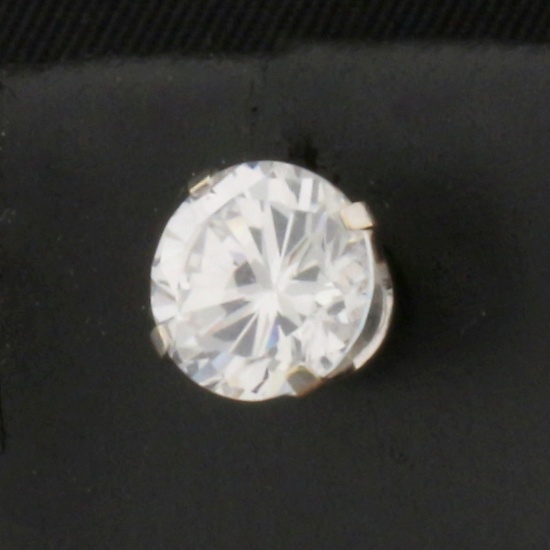 Single 1ct Cz Stud Earring In 14k White Gold
