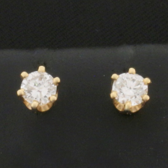 1/2ct Tw Diamond Stud Earrings In 14k Yellow Gold Settings