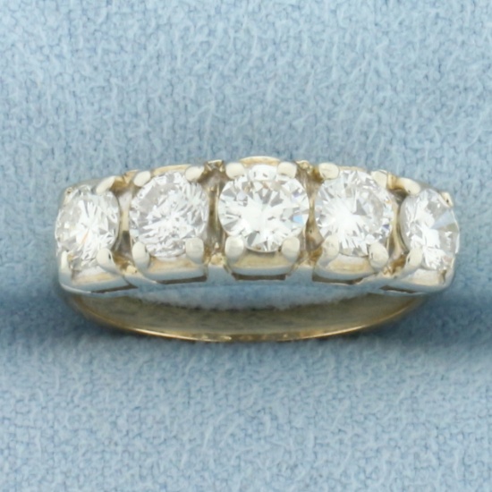 5-stone Diamond Wedding Or Anniversary Band Ring In 14k Yellow Gold