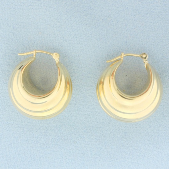 Wide Hoop Earrings In 14k Yellow Gold