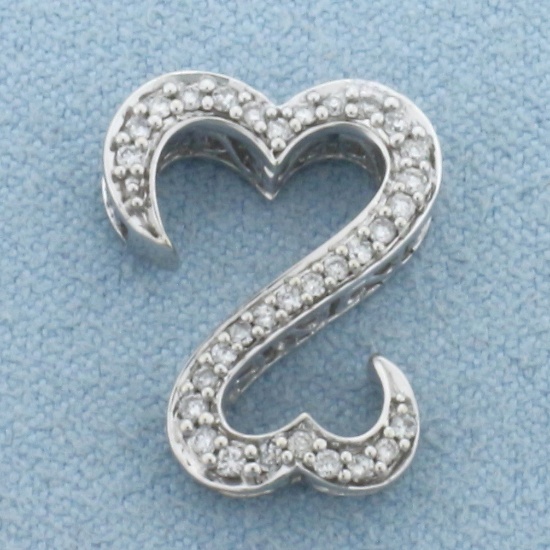 Diamond Open Hearts Pendant In 14k White Gold