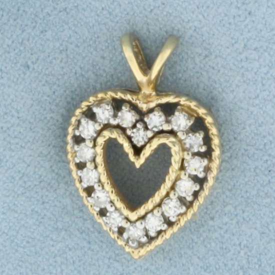 Diamond Heart Pendant In 14k Yellow Gold