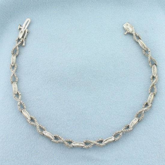 Diamond Infinity Link Bracelet In 10k White Gold