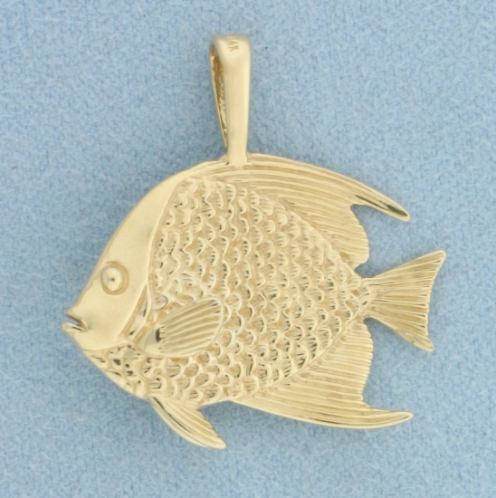 Designer Kabana Fish Pendant In 14k Yellow Gold