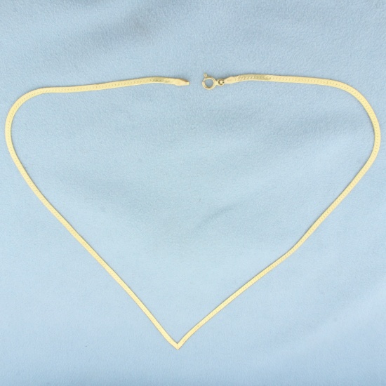Italian 16 Inch V Herringbone Chain Necklace In 14k Yellow Gold