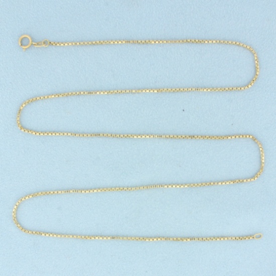 21 Inch Box Link Chain Necklace In 14k Yellow Gold